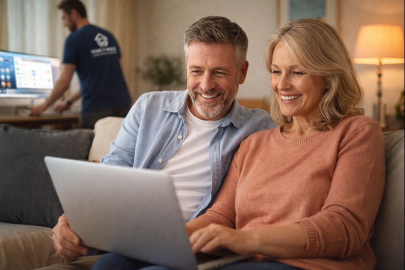 Zufriedene Kunden mit neuem Computer